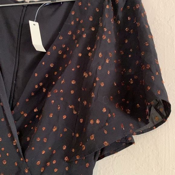 Madewell Cape-Sleeve Mini Dress in Metallic Dots NWT Size 00 - Picture 5 of 8